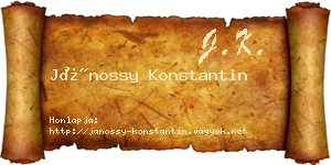 Jánossy Konstantin névjegykártya